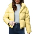 thumbnail image 3 of iHPH7 Puffer Jacket Womens Cropped Puffer Jacket Short Jackets for Women Parkas for Women Zip Up Jackets for Women's Outerwear Winter Coats for Women Yellow M, 3 of 4