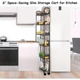 thumbnail image 5 of Space Saver Rolling Cart for Small Spaces, 6-Tier Narrow Organizer Shelf with Locking Wheels for Kitchen Bathroom, 5 of 8