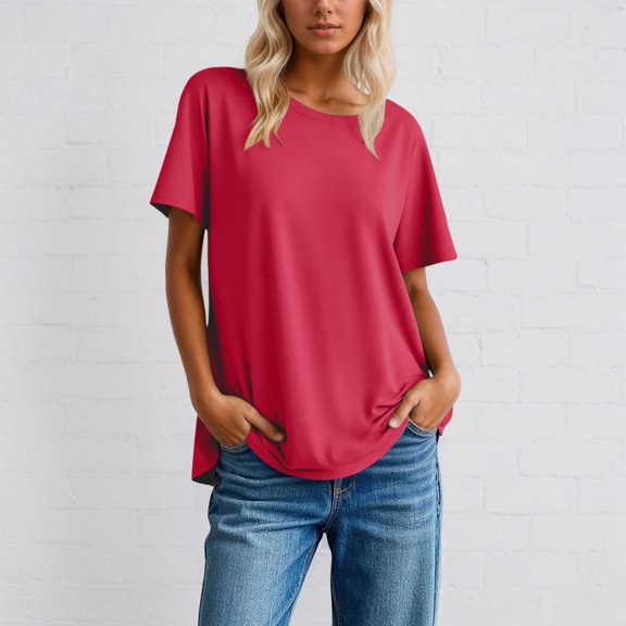 MAIHAN Womens Summer T-Shirts Casual Summer Boho Tops Casual Basic Tee Shirts Womens Summer Tops Cotton Tee Shirts for Women