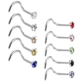 thumbnail image 3 of Milaget 10 X Nose Stud Rings Curved Screws Nose Rings L Shape Body Jewelry - Multicolor 2.0mm, 3 of 5