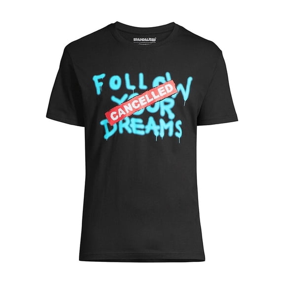 Elevenparis Mens Follow Your Dreams Graphic T-Shirt, Black, X-Large