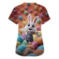 thumbnail image 5 of Short Sleeve V Neck T Shirt with Cartoon Bunny and Egg Print Soft Lightweight Pullover Top for Women and Teens Ginger B 2XL, 5 of 5