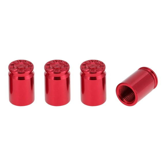 Unique Bargains 4 Pcs Tire Valve Stem Caps Stylish 7x16.5mm Tyre Valve Dust Covers Bullet Case Shape Aluminum Alloy Red