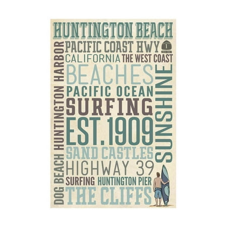 Huntington Beach, California - Typography Print Wall Art By Lantern