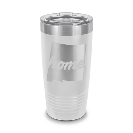 

New Mexico Home Tumbler 20 oz - Laser Engraved w/ Clear Lid - Stainless Steel - Vacuum Insulated - Double Walled - Travel Mug - state shaped nm love - White