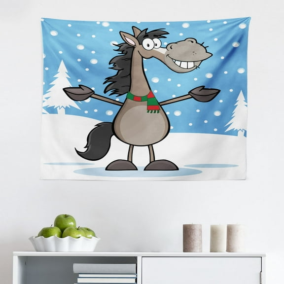 Smile Tapestry, Cartoon Style Joyous Chicken Giving Funny Thumbs, Fabric Wall Hanging Decor for Bedroom Living Room Dorm, 2 Sizes, White Vermilion Eggshell, by Ambesonne