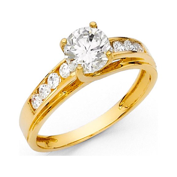14k Yellow Gold 1.25 ct Round Cubic Zirconia Wedding Ring