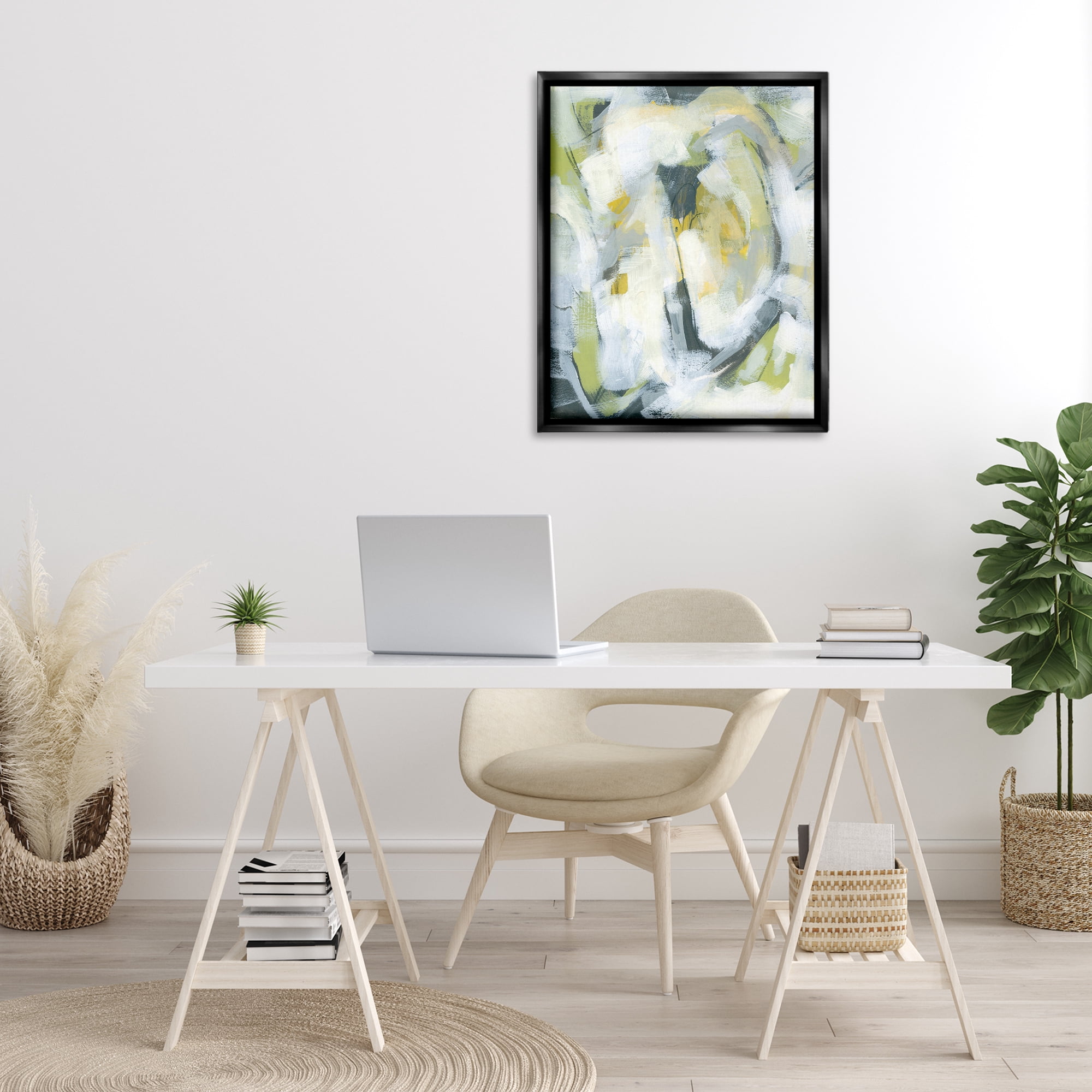 Stupell Industries Complex Abstract Distortion Abstract Painting Black Floater Framed Canvas Art Print Wall Art, 25 x 31