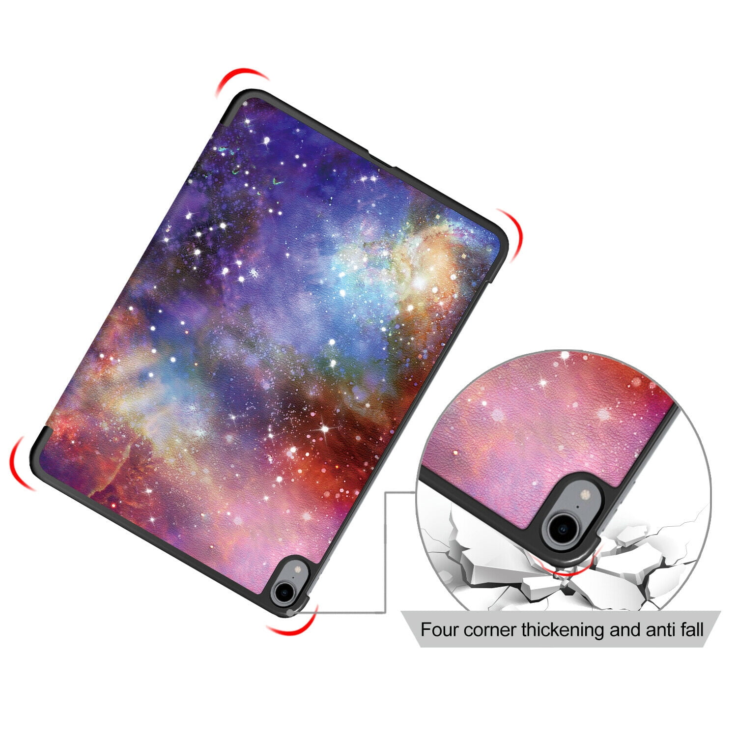 EpicGadget iPad Air 5 Case (5th Gen 2022)/ iPad Air 4 Case (4th Gen 2020) 10.9 with 2 PCS Tempered Glass Screen Protector for 10.9-inch iPad Air, Smart Cover Support Apple Pencil Charging (Galaxy)