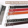 thumbnail image 3 of Fashion Women Leather Belt for Dresses Jeans Pants With Classic Round Buckle, 3 of 7