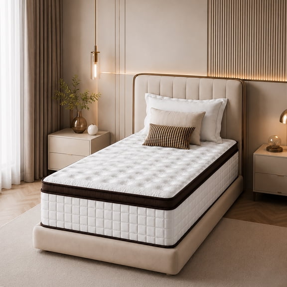 Pirwab 12 inch Twin Hybrid Mattress,Pocket Spring,Breathable Knitted Fabric Pressure Relief,CertiPUR-US Certified