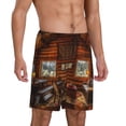 thumbnail image 2 of Kdxio Log Cabin Inside Print Mens Sleep Shorts Bottoms Soft Comfy Pajama Wear Pants with Drawstring Pockets, 2 of 7