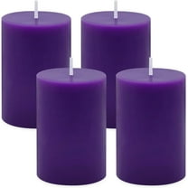 NestE 4 Packs 2x3 Inch Unscented Purple Pillar Candles, Small Dripless 24 Hours Solid Colored Column Cylinder Candles for Home Dinner Table Relaxation Spa Decoration