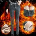 thumbnail image 4 of IDALL Pants for Women Jeans Barrel Jeans Women Straight Warm High Haren Plush Waist Pants Thickened Jeans Loose Jeans Winter Outfits for Women Dark Gray 32, 4 of 7