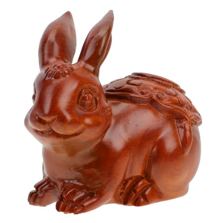 

TOYMYTOY Wood Rabbit Ornament Desktop Decor Wood Carved Chinese Zodiac Rabbit Craft