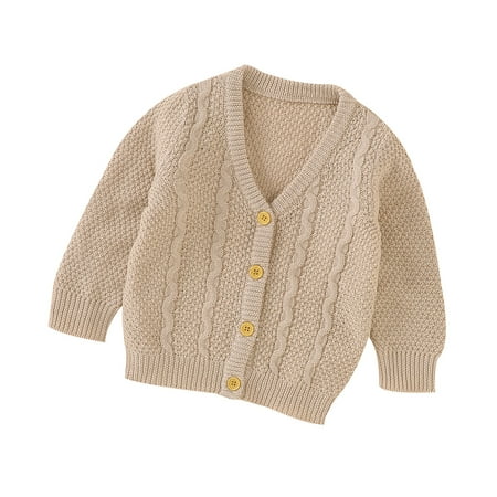 

One opening Girl’s Solid Color Knitted Cardigan Long Sleeve V-neck Single Breasted Warm Coat Lovely Baby Clothes for Spring and Autumn