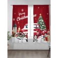 thumbnail image 2 of Christmas Tree Truck Sheer Curtains 72 Inch Long 2 Panels, Winter Candle Snowflakes Red Light Filtering Rod Pocket Semi Sheer Curtains, Sheer Voile Drapes for Living Room Bedroom, 52"x72", 2 of 5