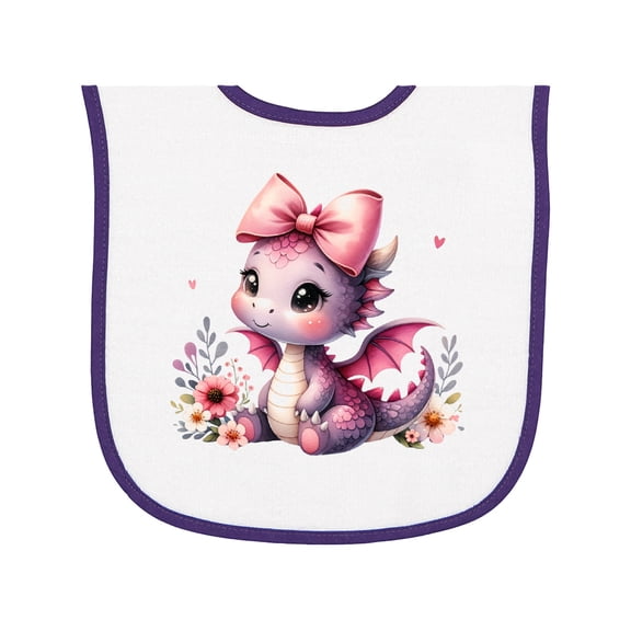 Inktastic Girls Baby Dragon Baby Terry Cloth Bib