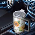 thumbnail image 6 of Sunflower 40oz Tumbler with Handle and Straw, Large Capacity Travel Cup for Hot & Cold Drinks, Double Walled Vacuum Insulated Cup, Butterfly Lover Birthday Gifts for Women Girls, Spring, 6 of 6