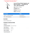 thumbnail image 2 of Front Left Power Window Regulator and Motor Assembly 1 - Compatible with 1995 - 2003 Ford Windstar 1996 1997 1998 1999 2000 2001 2002, 2 of 2