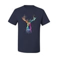 thumbnail image 2 of Wild Bobby, Colorful Paint Splatter Deer Head, Animal Lover, Men's Graphic Tees, Navy, X-Large, 2 of 3