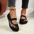 thumbnail image 3 of Womens Embroidered Flower Ballet Flats Comfortable Knit Walking Shoes Vintage Casual Slip on Wedge Low Heels, 3 of 7