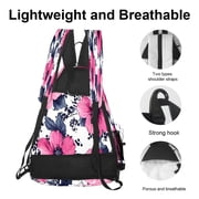 Pickleball Bag with Padded Back, Flower White Multi-Compartment Paddle Backpack, Lightweight Nylon Sports Bag for Men & Women