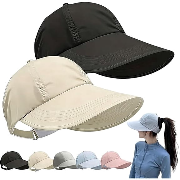 2-Pack UPF Sun Protection Baseball Hat for Men and Women, Wide Brim Outdoor UV Protection Hollow Top Sun Hat(2pack-a)