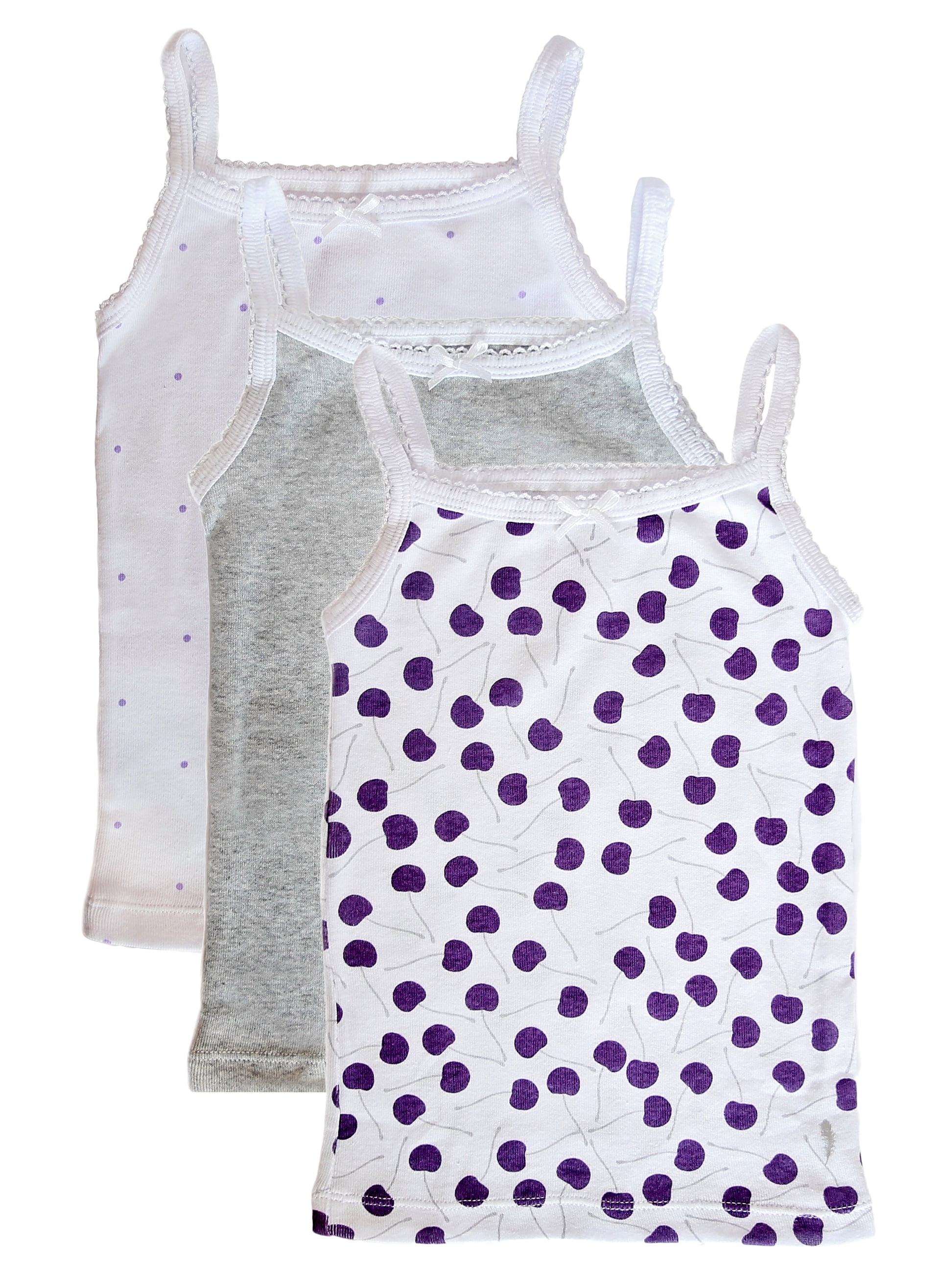 100% Cotton Super Soft Undershirts Feathers Girls Solid White Snug Fit Tagless Cami Vest 3/Pack 