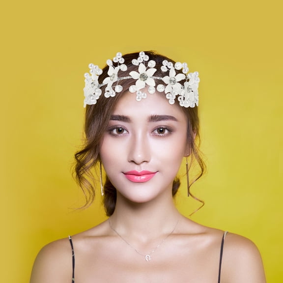 FOMIYES White Rhinestone and Acrylic Flower Hair Accessories for Elegant Bridal and Special Occasion Wear