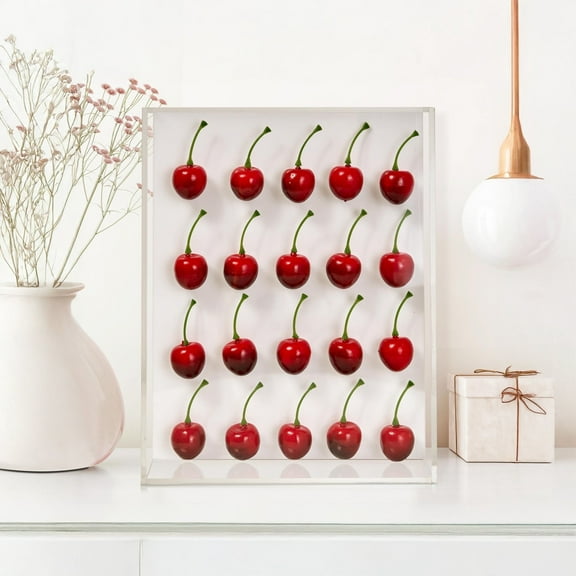 American Art Decor Acrylic Shadow Box 20 Red Cherry Wall Decor
