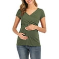 thumbnail image 4 of Juebong Lightning Deals 2024 Christmas Maternity Tops for Womens Side Ruched Pregnancy Tee Top Nusring Short Sleeves Tunic Blouse Crewneck Pregnant Tee Shirts Mama Clothes, 4 of 5