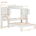 thumbnail image 3 of Queen Size Murphy Bed Wall Bed with Desk and Vanity, Multifunctional Queen Size Murphy Cabinet Storage Bed with Cabinets for Guest Room Office, White, 3 of 8