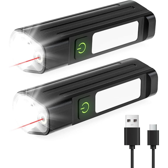 AdamStar Rechargeable EDC Flashlight with Red Beam, White LED Combo, High Lumens Portable Magnetic Work Lights, Triple Sources for Outdoors Emergency Working (2 Pack)