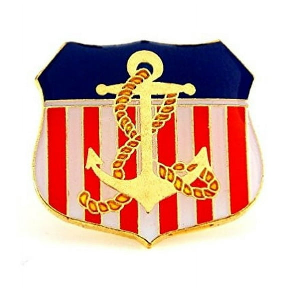 Wholesale Lot Of 12 USA Flag Shield Patriotic Gold Anchor Lapel Hat Pin Navy PPM633