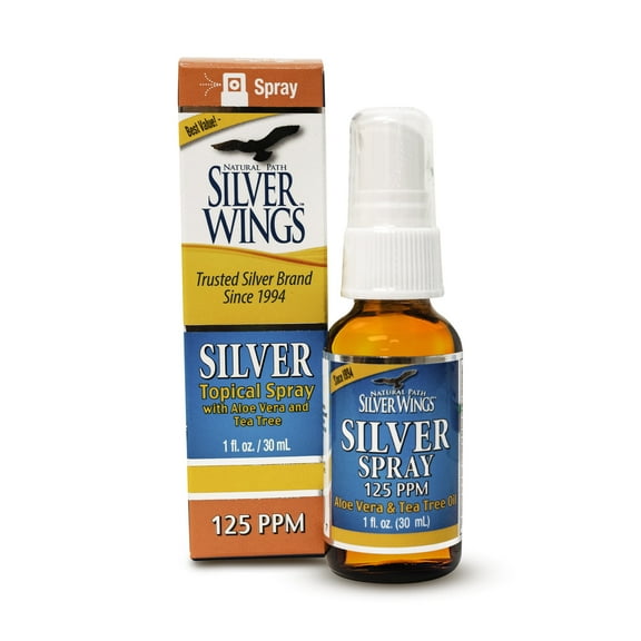 Natural Path Silver Wings - Silver Spray with Aloe Vera & Tea Tree Oil – 125ppm - 1oz
