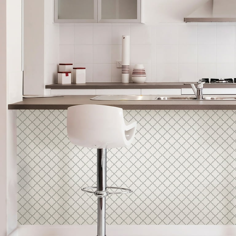 InHome Quatrefoil 10 in. x 10 in. Peel and Stick Resin Backsplash Tiles (4-Pack)