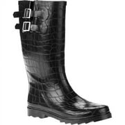 Women's Crocodile Double-Buckle Rain Boots
