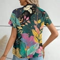 thumbnail image 4 of womens tops Western Button Down Shirt Women Cowgirl Short Sleeve Boho Tops Hawaiian Tropical Graphic Tees Summer Vacation Outfit beach vacation clothes for women, 4 of 6