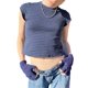 thumbnail image 2 of SAYOO , camisetas de manga corta para mujer, camisetas cortas casuales de verano a rayas con cuello redondo para ropa de calle SAYOO  Casual, 2 of 9