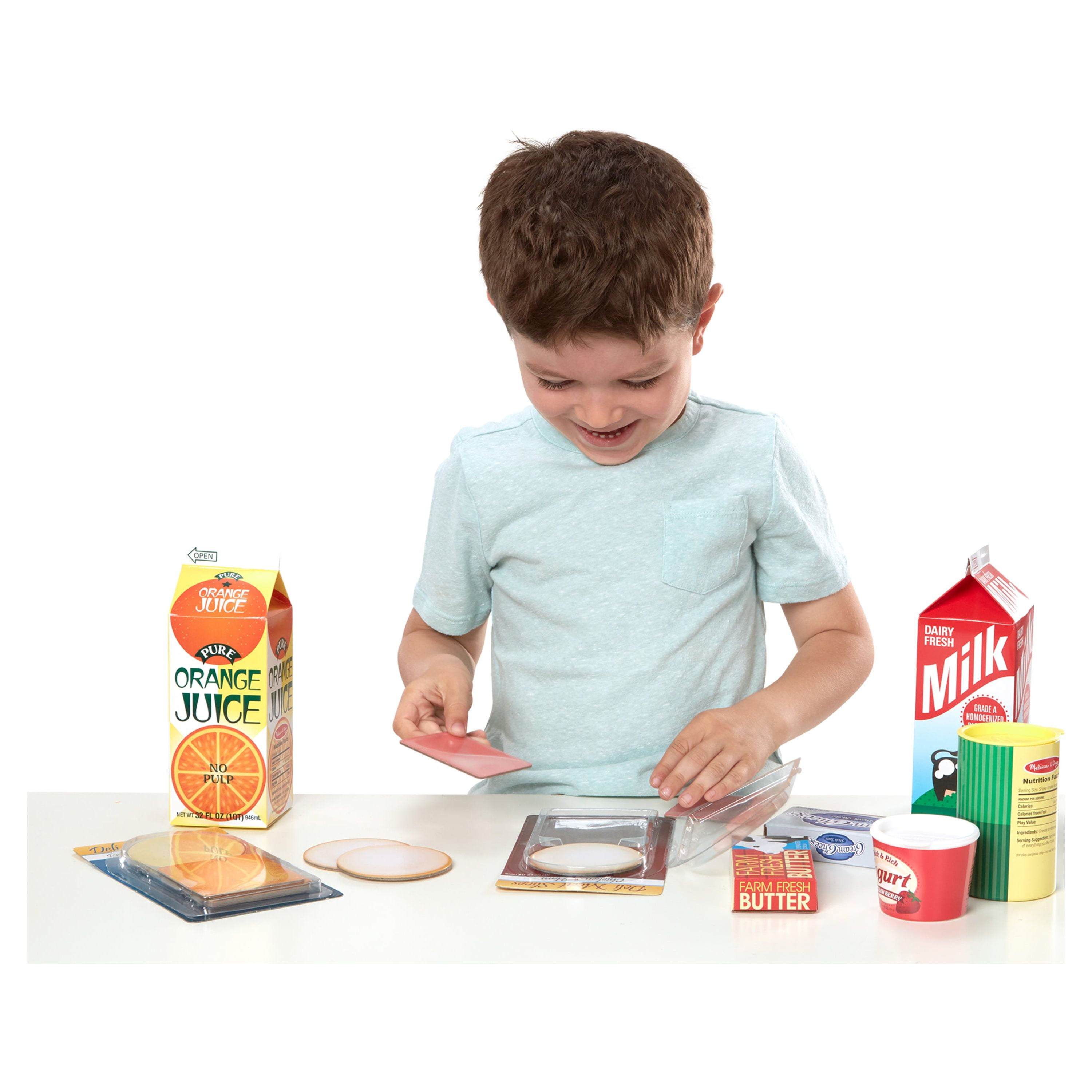 Melissa & Doug Fridge Groceries Play Food Cartons (8 pcs) - Toy Kitchen Accessories