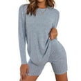 thumbnail image 2 of TEMOFON Womens Pajama Sets Knit Ribbed Long Sleeve Tops and Shorts Matching Lounge Set Loungewear Sweatsuit Casual Sleepwear for Women Loungewear, 2 of 5