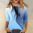 thumbnail image 2 of Besolor Hauts d'Été pour Femmes 2024 Mode Imprimé Col Rond T-Shirts Habillés Décontractés Blouse Manches 3/4 et Hauts, 2 of 5