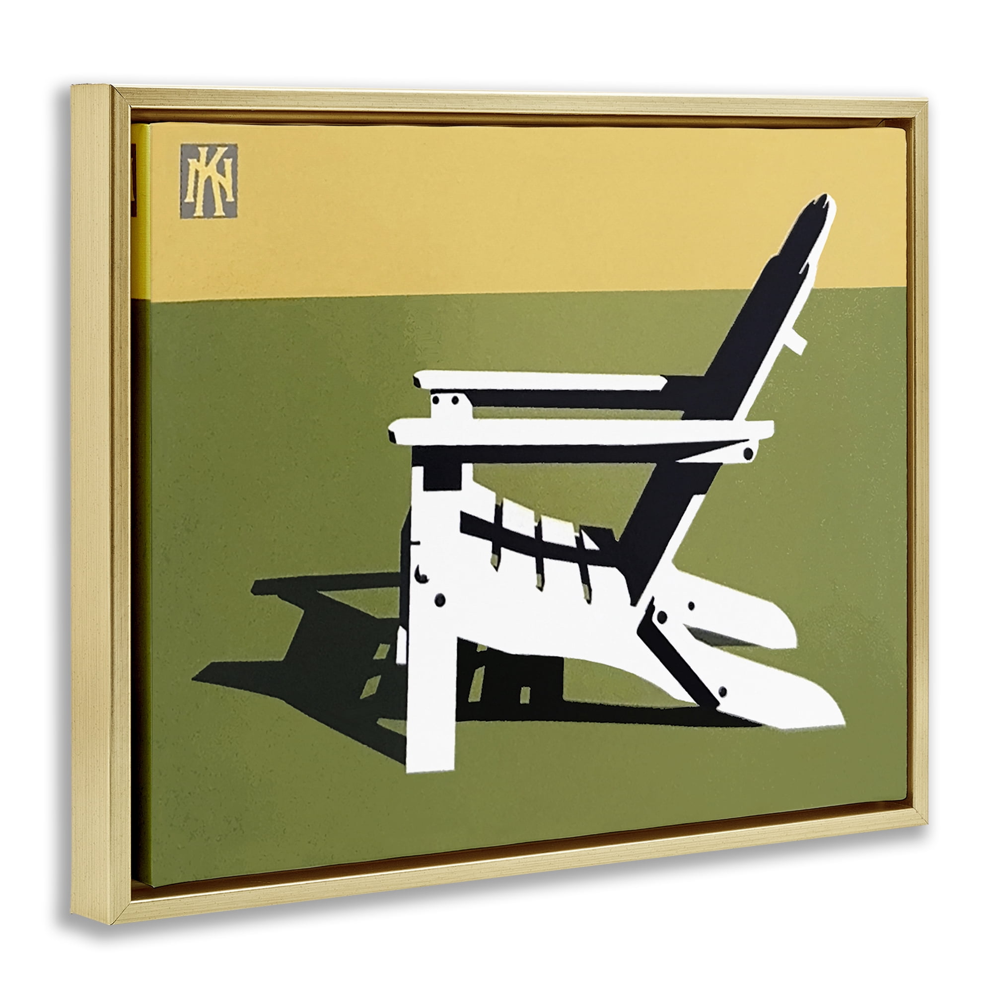 Stupell Industries Minimal Sunlit Lounge Chair Gold Framed Floater Canvas Wall Art, design by Jadei Graphics