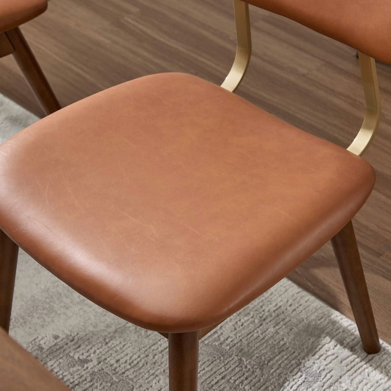 Solid Wood Frame Dining Chairs Set of 2, Modern Faux Leather Upholstered Armless Kitchen Chairs, Accent Side Dinner Chair