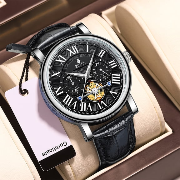 RUIGE Brand Men's New Quartz Watch Belt Business Waterproof Glow Trend Multi functional Watch
