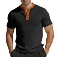 thumbnail image 1 of RXMEKW Moisture-Wicking Short Sleeve Henley for Men, Casual Slim Fit Shirt, Regular Length, Color Block Design, 1 of 6