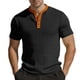 thumbnail image 2 of Ceisia Men's Slim Fit Short Sleeve Polo Shirt Herringbone Texture Color-Blocked Henley Collar Spring Summer Shirt Gift, 2 of 6