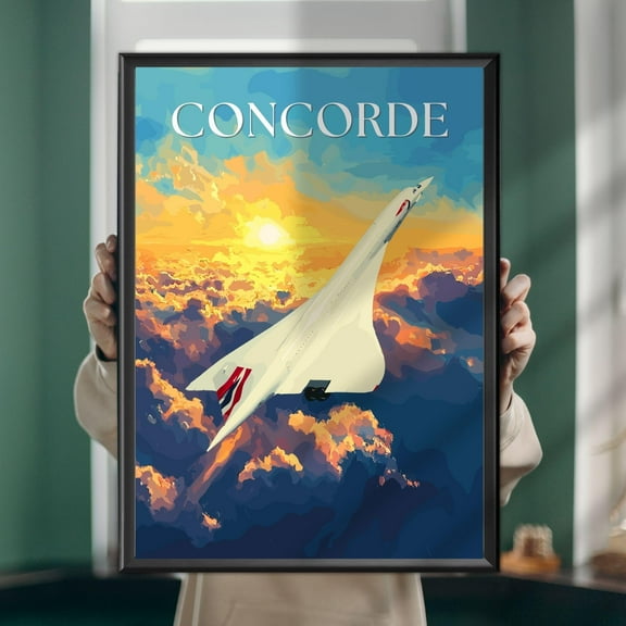 WestConfe Concorde Poster – Supersonic Jet Aviation Wall Art – British-French Aircraft Print