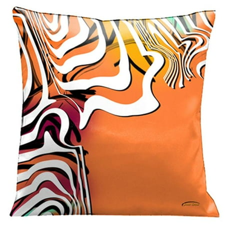 Lama Kasso 53 Orange Fiesta Time with White Graphics 18 in. Square Satin Pillow
